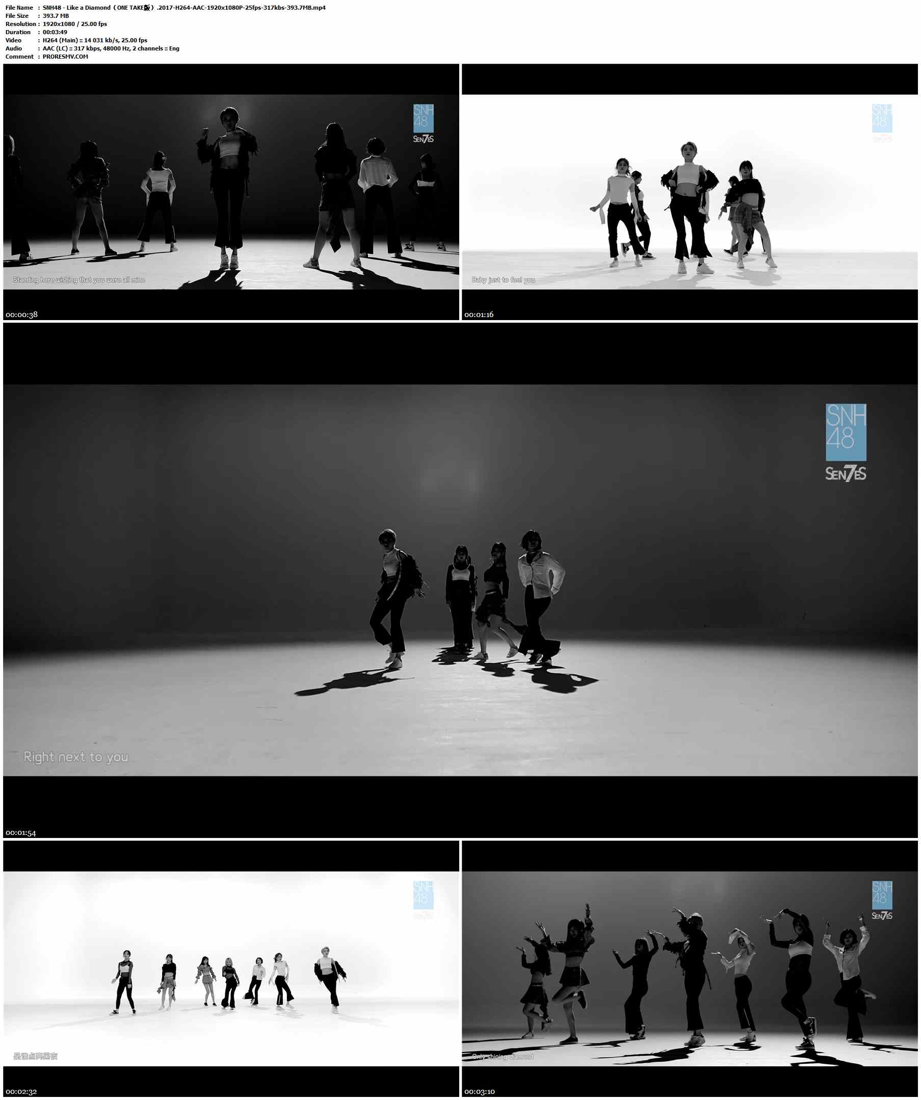 SNH48 - Like a Diamond（ONE TAKE版）.2017-H264-AAC-1920x1080P-25fps-317kbs-393.7MB官方MV_高清MV